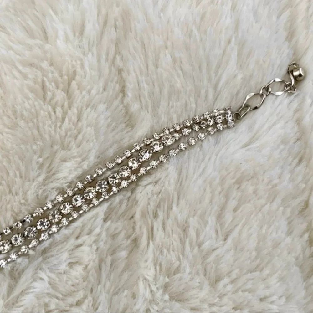 NWT Cescabelle Silver Multi-Strand Rhinestone Statement Bracelet